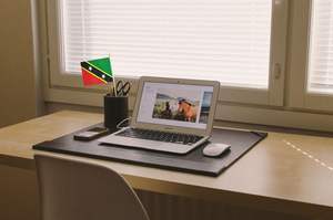 Drapeau de main de Saint Kitts et Nevis de 14x21 cm-<span class=keywords><strong>Mini</strong></span> drapeau de bâton en polyester durable Impression numérique vibrante pour défilés, sports et événements - Product Image 6