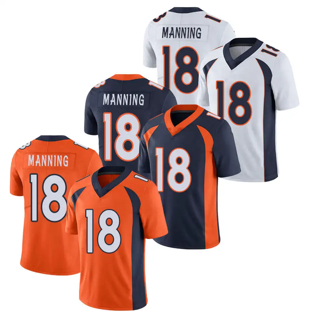 Peyton Manning เสื้อเจอร์ซีย์อเมริกันฟุตบอล,เสื้อเครื่องแบบทีมฟุตบอลแบบเย็บสำหรับผู้ชาย18ตัวถูกกว่า