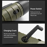 Lampe Torche Solaire d'Urgence Brightenlux à Manivelle, 3 LED, Portée 10M, Recharge Type-C, Batterie Externe, Camping, Randonnée, Extérieur, Fabricant OEM