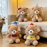 Boneka Beruang Kreatif Custom CE ASTM dengan Topi, Boneka Hewan Lucu, Hadiah Penghilang Stres untuk Anak Perempuan, Grosir Boneka Lucu