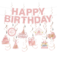 Meilleures ventes - Ensemble de décoration d'anniversaire en or rose scintillant - Fournitures pour fête d'anniversaire pour filles et femmes - Célébration