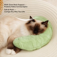 Coussin ergonomique pour animaux de compagnie en forme de croissant, en mousse à mémoire de forme, en taffetas doux, design en U, motif floral, lavable en machine pour