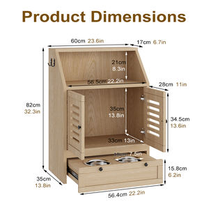 Support de nourriture en bois pour animaux de compagnie, station de nourriture surélevée pour chien, station de nourriture pour animaux de compagnie, armoire de rangement pour chien et chat - Product Image 6