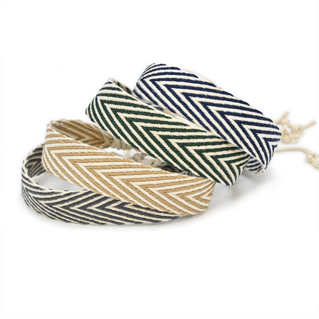 Summer Beach Cotton Fabric Women Unisex Friendship Arrow Pattern Ribbon Braided Handmade Webbing Hand Rope Bracelet