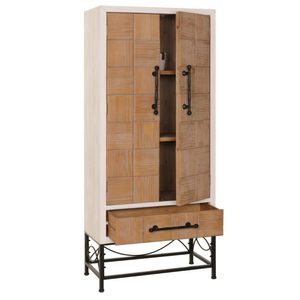 Mueble de Almacenamiento Moderno de Madera de Pino Reciclada con Estructura de Acero Suave, Acabado en Madera Natural y Revestimiento de Metal Negro para el Hogar - Product Image 2