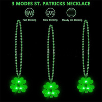 Colliers lumineux trèfles à quatre feuilles pour la Saint-Patrick, vente en gros, perles vertes pour la Saint-Patrick, cadeaux pour la fête de la Saint-Patrick