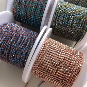 Honor of crystal Glitter Dazzling Rhinestones Trim Yard Clear Color Crystal Rhinestone Cup Chains For Dress Garment Accessories