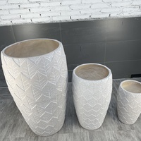 Ensemble de jardinières en résine à motif de feuilles modernes, décoration de jardin extérieur, vases blancs sculptés à la main pour fleurs et plantes vertes