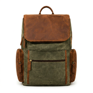 Modern Canvas Leather Laptop <b>Backpack</b> Large Capacity Eco-Friendly <b>College</b> Travel School Business <b>Backpack</b> Multi Pocket Design - Product Image 1