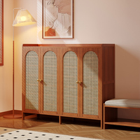 Meuble à chaussures en bambou Honvidora pour la maison, rangement multi-niveaux grande capacité, quatre portes, style luxe léger, étagère autoportante