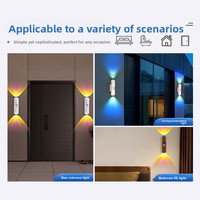 Veilleuse murale moderne minimaliste à double œil de chat, à détection de mouvement, LED RGB, éclairage d'ambiance pour cuisine