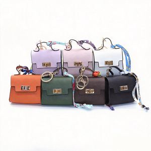 Nouveau mini portefeuille porte-clés en cuir PU, pochette pour monnaie, rouge à lèvres et écouteurs, étui pour clés de voiture, pendentif de sac, cadeau pour demoiselle d'honneur ou pour les fêtes - Product Image 1