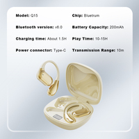 Q15 earbud olahraga nirkabel, earbud asli nirkabel OW Ear-Hook nirkabel HiFi suara Stereo dengan mikrofon Headset Game BT