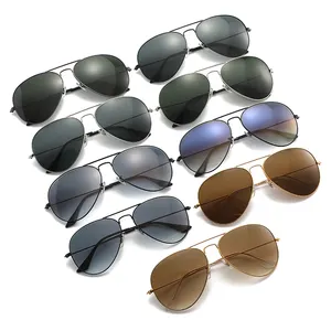 Moda Venta caliente Gradiente Gafas de sol Lentes de vidrio con marco de metal Señoras Gafas de sol polarizadas