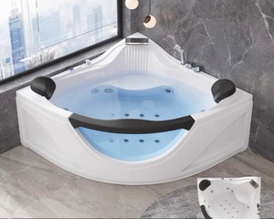 Bañera de Hidromasaje Acrílica Romántica para Parejas con Luces LED y Panel de Vidrio Curvo - Product Image 1