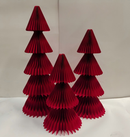 BestoFun Ensemble de 8 décorations de Noël suspendues en papier nid d'abeille rouge avec forme de sapin et boules de Noël, centre de table, décoration de fête