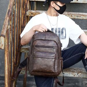 Popular College Student <b>Backpack</b> Men Travel Waterproof Soft PU Leather 15.6 Inch <b>Laptop</b> <b>Backpacks</b> With USB - Product Image 3
