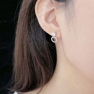 Dylam High Jewel Plated <b>Sterling</b> <b>Silver</b> Circle 5A Cubic Zirconia <b>Dangle</b> Stud <b>Earrings</b> for Women Lady Girls Gifts Dress up - Product Image 5