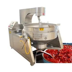 Fully automatic food cooking mixer 500kg large capacity sandwich pot with mixer for commercial use