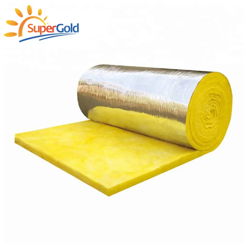 Supergold Warmte-Isolatiematerialen Glasvezel Wollen Deken Met Aluminiumfolie Voor Stalen Bouwdak En Buitenmuur