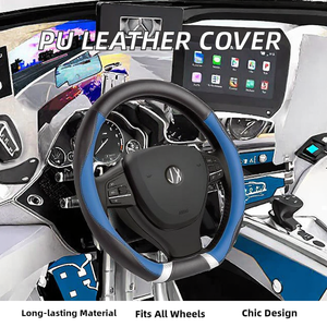 Cubierta de volante de coche de cuero PU de alta calidad Diseño envuelto de moda universal Cubierta elegante para volante de coche - Product Image 3