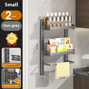 Niet-Geperforeerd Meerlaags Verstelbaar Metalen Keuken Opbergrek Aan De Muur Gemonteerd Meerlagig Kruiden Opbergrek - Product Image 6