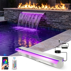 Fontana a <span class=keywords><strong>Cascata</strong></span> Rettangolare per Piscina Personalizzata, Montata a Parete, in Acciaio Inox 304/316 - Product Image 1