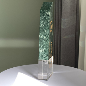 Trophée de reconnaissance personnalisé en cristal de marbre <span class=keywords><strong>vert</strong></span> pour entreprise avec gravure laser, design durable - Product Image 3