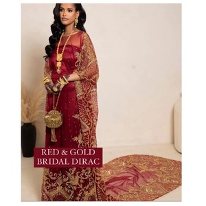 Robe de mode somalienne Dirac sur mesure en promotion pour femme, en mousseline de haute qualité avec châle assorti pour célébration de mariage - Product Image 3
