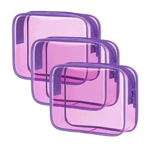 Artículos <span class=keywords><strong>de</strong></span> tocador para bebés personalizados Baño <span class=keywords><strong>de</strong></span> viaje Avión Aviación Aprobado Claro Púrpura Pvc Nueva <span class=keywords><strong>bolsa</strong></span> <span class=keywords><strong>de</strong></span> cosméticos - Product Image 1