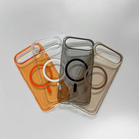 Étui de téléphone transparent magnétique en PC orange cristal pour la série 17 Air |   Coque de protection anti-jaunissement, antichoc, avec recharge sans fil magnétique