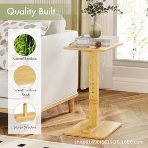 Mesa auxiliar de madera sencilla para sofá, altura ajustable, ideal para uso doméstico, como mesa de noche, mesa para portátil, para sala de estar y mesa de café móvil. - Product Image 2