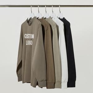 Jersey de talla grande, fabricante en blanco, camisas para hombre, sudadera de cuello redondo personalizada de gran tamaño de algodón de lujo para hombre, camiseta de manga larga - Product Image 1