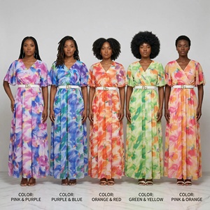 Abito chemisier lungo da donna elegante con stampa tie-dye, taglie forti, alla moda, ampio, per feste e tutti i giorni - Product Image 4