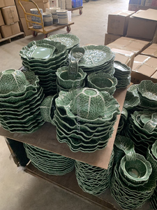 Assiettes en céramique JIUWANG vertes gaufrées, vaisselle peinte, plats de <span class=keywords><strong>dîner</strong></span>, meilleur service, ensemble de vaisselle en porcelaine - Product Image 2
