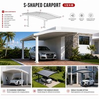 Abri de garage double moderne pour villa avec structure en alliage d'aluminium thermolaqué, auvent durable pare-soleil et imperméable