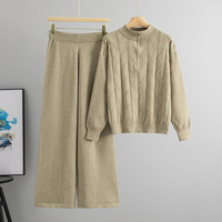 Ensemble décontracté en maille ample pour femme, style coréen, nouvelle collection automne/hiver 2026, pull anti-plis à demi-zip et pantalon large, deux pièces