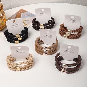 Lot de 3 Chouchous Épais et Très Élastiques pour Femmes, avec Perles Dorées Haut de Gamme et Design Tressé - Product Image 1