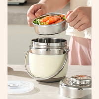 Récipient à riz double vide Pot en acier inoxydable 304 Ménage multicouche étanche Seau portable scellé Boîte isolée