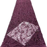 Tissu en dentelle maillée écologique de style européen et américain, orné de perles et de paillettes brodées, pour robe de mariée, mode, fait main, DIY