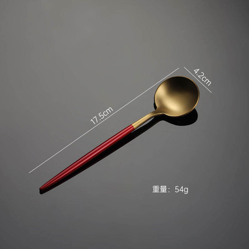 Red dessert spoon