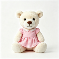 Adorable Ours en Peluche Assis et Moelleux, Poupée en Peluche avec Robe à Bordure en Dentelle, Jouet Ours Parfait pour un Cadeau