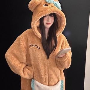 Pyjama <span class=keywords><strong>combinaison</strong></span> à capuche en polaire corail pour <span class=keywords><strong>femme</strong></span>, style hiver, tenue décontractée, costume de cosplay pour fête d'Halloween IM112-W - Product Image 4