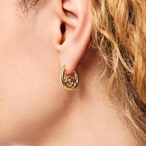 14 Karat Gold Statement <span class=keywords><strong>Ariel</strong></span> Creolen Fine Fashion Designer Marke Ohrringe Frauen Luxus Custom Ohrringe Herstellung Zubehör - Product Image 3