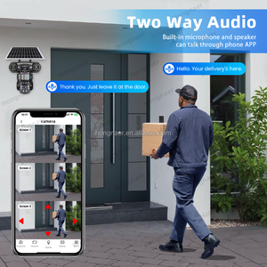 Hongnaer 6MP 3 lentes 360 Panel solar alimentado 4G Video inalámbrico PTZ Cámara V380 Pro Seguridad al aire libre CCTV 4G Tarjeta Sim Cámara solar - Product Image 6