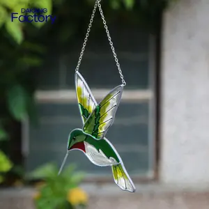 Dakang Green Humming Bird Suncatcher Stained Glass Window Ornament Christmas Gifts Decorative Objects