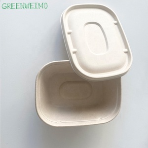 Biodegradable Bagasse Pulp Take Away Lunch Paper Food Boxes Takeaway Packaging With Lid