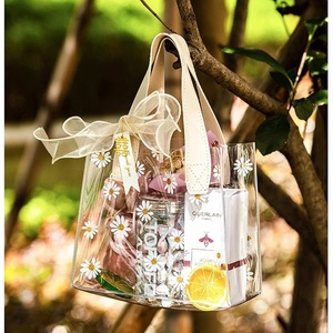 Bolsas de regalo con logotipo personalizado, bolsas de compras de <span class=keywords><strong>PVC</strong></span> transparentes con flores y Asa de PU - Product Image 3