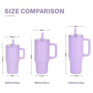 Custom logo 40oz 30oz 20oz Sports Vacuum Cup Stainless Steel Travel <b>Coffee</b> Mug Insulated Tumbler with Handle and Flip Straw Lid - Product Image 2