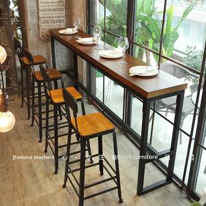Moderno in legno massello tavolo da <span class=keywords><strong>Bar</strong></span> alto banco in ferro arte sedie alti <span class=keywords><strong>sgabelli</strong></span> da <span class=keywords><strong>Bar</strong></span> per <span class=keywords><strong>Bar</strong></span> e uso domestico elegante <span class=keywords><strong>Bar</strong></span> mobili di Design - Product Image 5